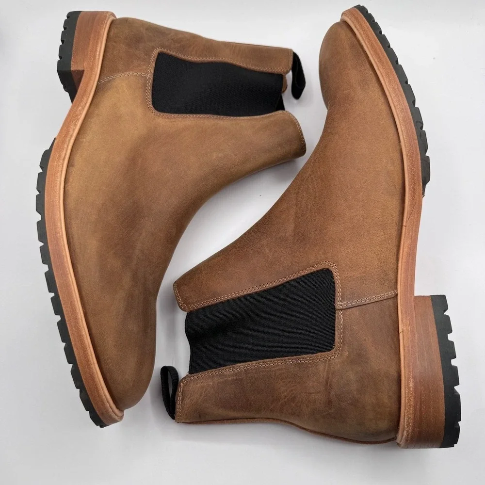 Nisolo Marco Everyday Chelsea Leather Men's 11.5 Pull-On Boots Brown All Weather